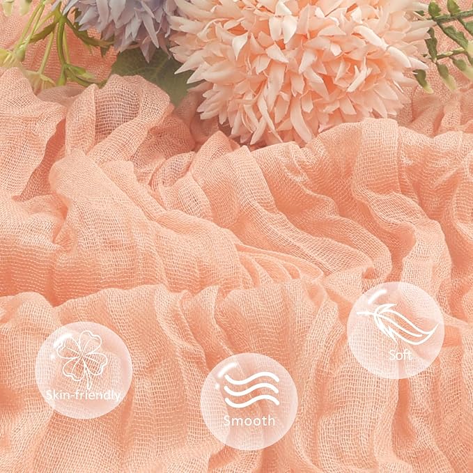 6 Pack Blush Pink Cheesecloth Table Runner 35 x 120 Inch | Boho Gauze Cheese - Image 4