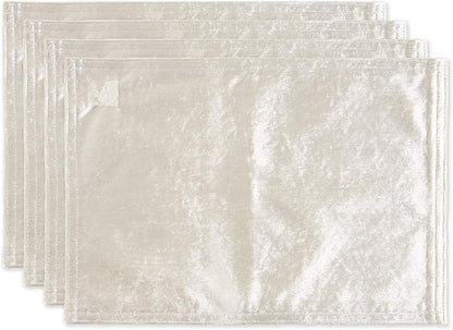 DII Velvet Collection Tabletop, Placemat Set, Cream 4 Piece by DII