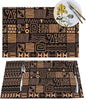 African Ethnic Pattern Placemats Set of 6 Abstract Tribal Art Wipeable Table Mats Reusable Washable PVC Rectangle Place Mats for Kitchen Dining Home Decor 12x18 Inches