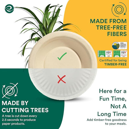 ECO SOUL 100% Compostable 12 Oz Soup Bowls [2 Packs of 100] Disposable Sturdy Bowls I Heavy Duty Paper Bowl I Eco-Friendly Salad Bowl I Biodegradable Small
