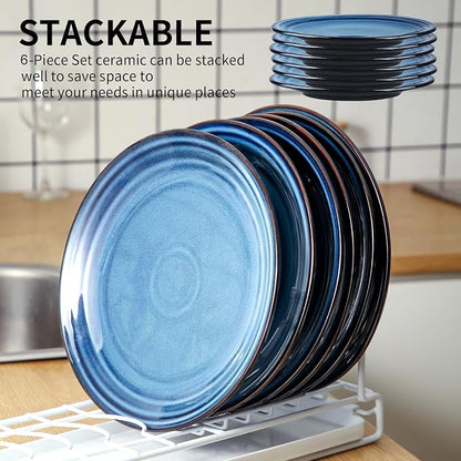 HASENSE 10 Inch Dinner Plates Set of 6, Ceramic Large Porcelain Pasta and Salad - Image 4