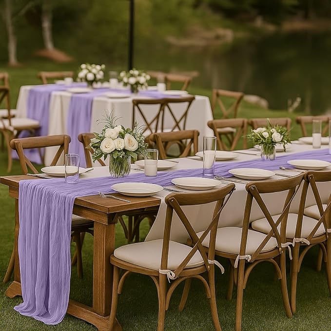 10FT Lilac Purple Cheesecloth Table Runner 120 Inch Rustic Boho Gauze Cheese - Image 4