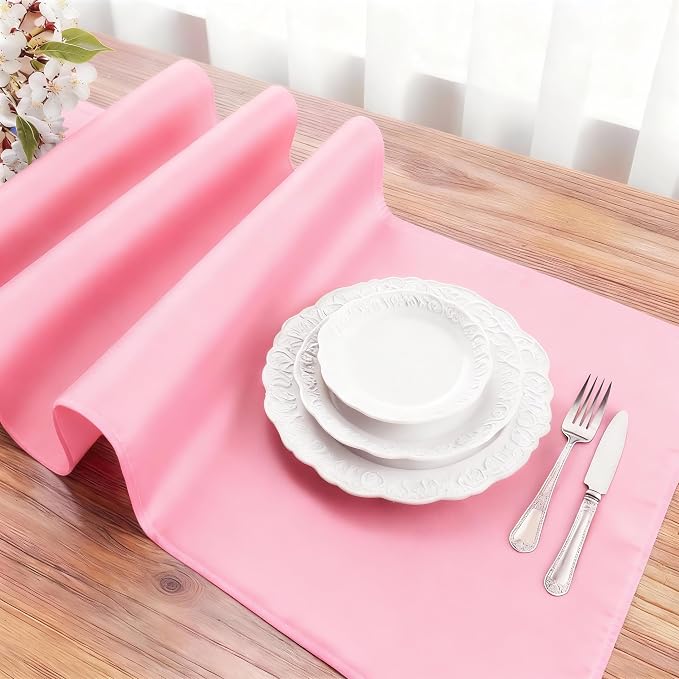 FOLINS&HOME Pink Waterproof Decorative Table Runner 60 Inches Long | 210GSM - Image 3