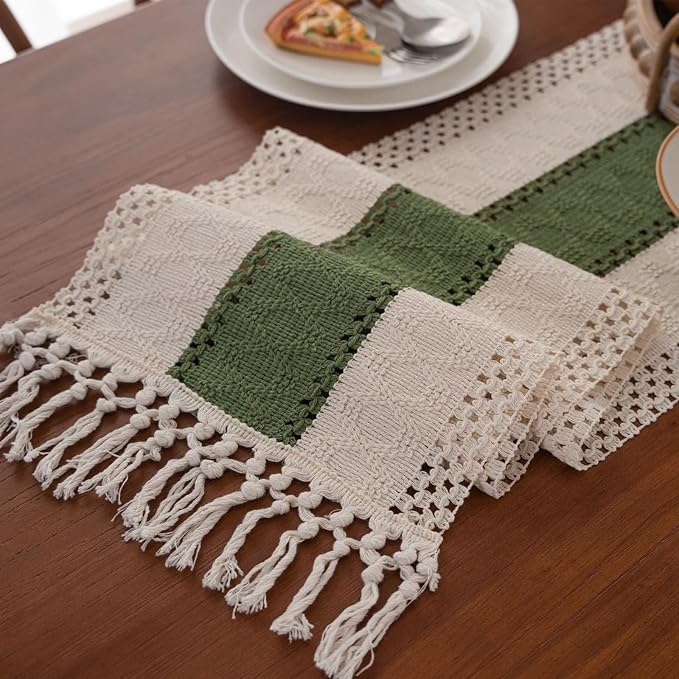 Dark Green Table Runner 90 Inches Long by Niviy
