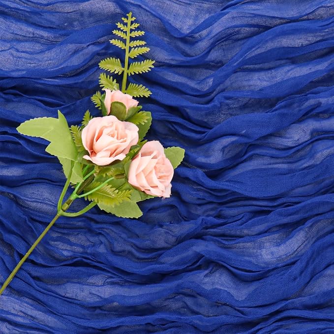 Royal Blue 10FT Cheesecloth Table Runner Boho Gauze Fabric Table Runner Rustic - Image 5