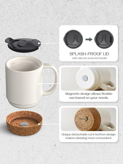 DOWAN Coffee Mugs Set of 2, 15 OZ Ceramic Mug - Image 3
