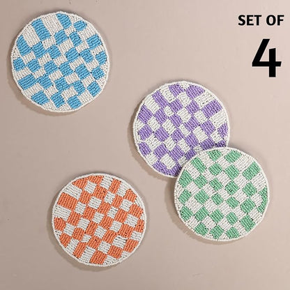 Folkulture Coaster for Drinks | Pack of 4 Multicolor Boho Coasters | Cute Round - Image 6