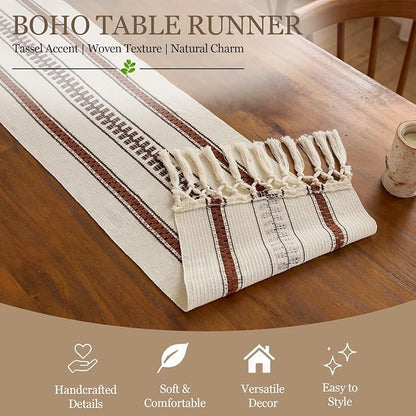 Baccessor Boho Macrame Table Runner, Terracotta Cotton Woven Table Runner - Image 5