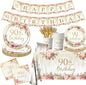 90th Birthday Party Tableware, Includes Plates, Tablecloth, Serves 20 by Unknown