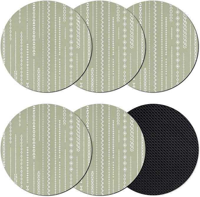 Sage Green Coasters Set of 6, Absorbent Coasters by Unknown