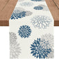 Blue Gray Table Runner Dahlia Pinnata Flower Beige Table Runners Modern Elegant by WHOMEAF