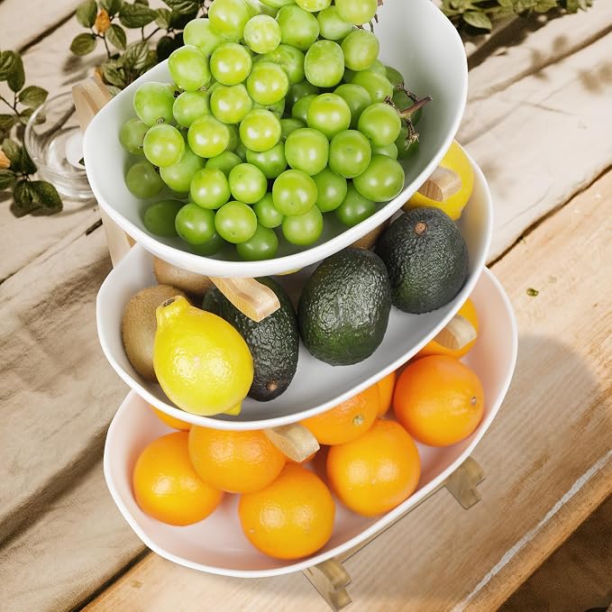 Seven Sparta 3 Tier Fruit Bowl for Kitchen Counter / Ceramic Serving Bowls - Image 6