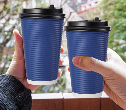 LITOPAK Coffee Cups 16 oz, 80 Pack Insulated Ripple Wall Hot Paper Cups | Three - Image 6