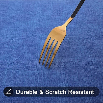 homing Faux Leather Heat Resistant Placemats 4 Packs, Waterproof Wipeable Dining PU Place Mats for Indoor & Outdoor, Easy to Clean, Sea Blue