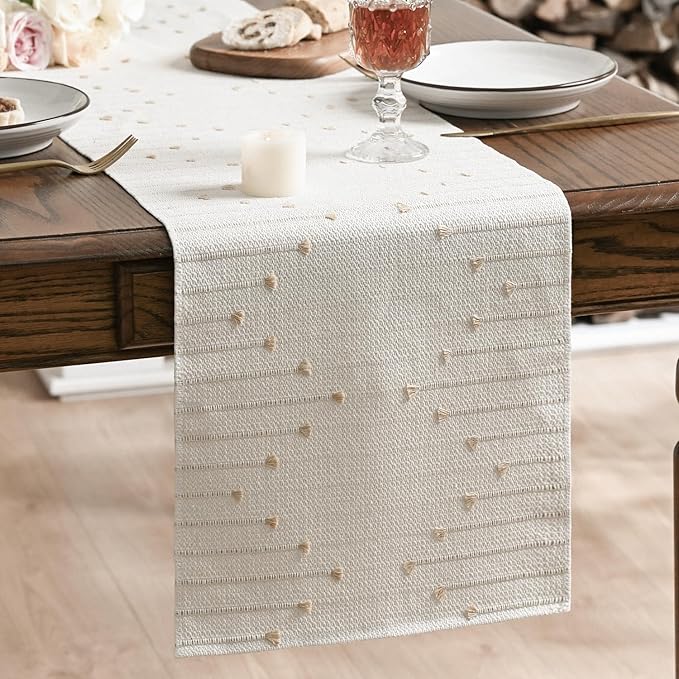 Artoid Mode Burlap Brown Boho Table Runner by ArtoidMode