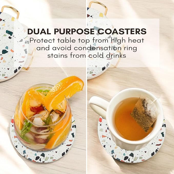 Absorbent Terrazzo Drink Coasters Set of 6 - Image 4