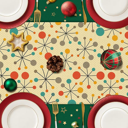 Mid Century Burlap Table Runner Seasonal Spring Fall Kitchen Dining Linen Table - Image 4