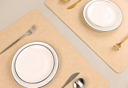 Faux Leather Placemats, Set of 4 PU Table Mats, Easy to Clean, Heat & Stain Resistant for Office Conference Table,Dining Home Decor