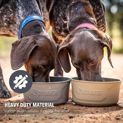 GUNNER Dog Bowl with Spill-Proof Travel Lid – 7.5" x 3.75", 1.3 lb, 7-Cup Capacity, BPA-Free, Rust-Proof, Shock-Resistant, Stackable, Dishwasher Safe, Leak-Resistant Nesting Lid – Gunmetal