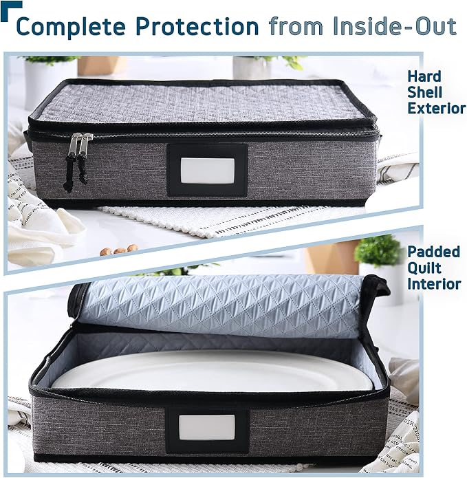 Platter Storage Case – Fine China Storage Containers Hard Shell, Quilted and - Image 5