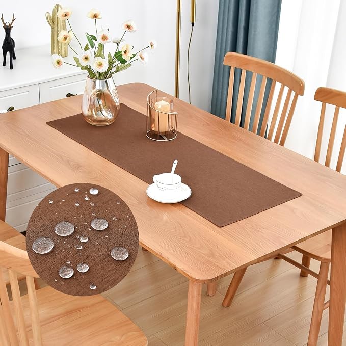 Faux Linen Small Table Runner Water Resistant 13 x 36 in, Coffee Table Runner by Nacuci