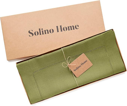 Solino Home 100% Pure Linen Dining Table Runner Avocado Woven, 14 x 48 in | - Image 6