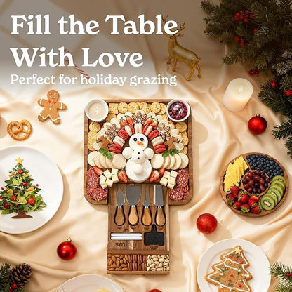 SMIRLY Charcuterie Boards Set - Large Acacia Cheese Board Set - House Warming Gifts New Home, Wedding Gift for Couple, Bridal Shower Gift, Birthday Gifts for Women