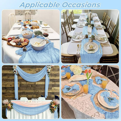 6 Pack Baby Blue Cheesecloth Table Runner 20 x 120 Inch Gauze Table Runner - Image 7