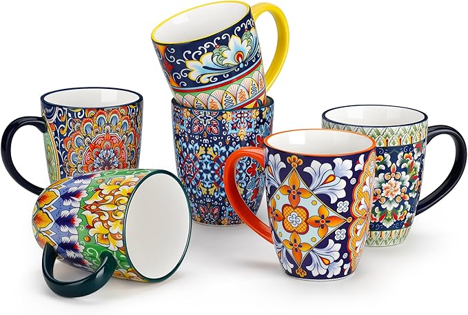 vancasso SIMI 12 oz Coffee Mugs Set of 6, Ceramic Mug by vancasso