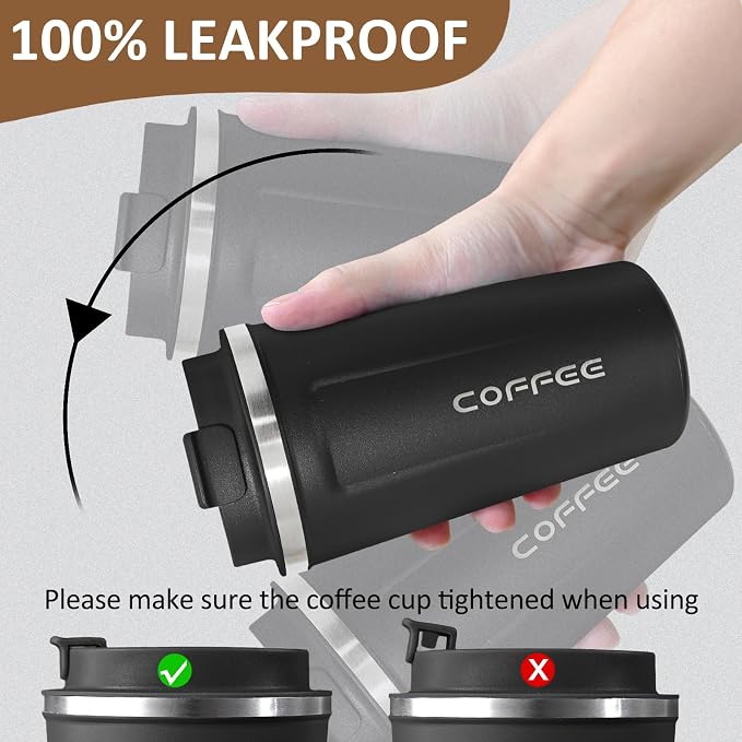 4 Pack Travel Coffee Mug 17oz Insulated Coffee Cup - Image 4