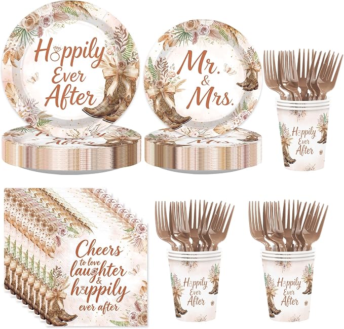 250Pcs Boho Cowgirl Bridal Shower Party Supplies by Greencian