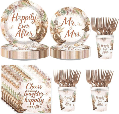 250Pcs Boho Cowgirl Bridal Shower Party Supplies by Greencian