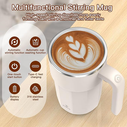 Self Stirring Coffee Mug, 12oz Rechargeable Magnetic Mixing Cup, 316 Stainless - Image 2