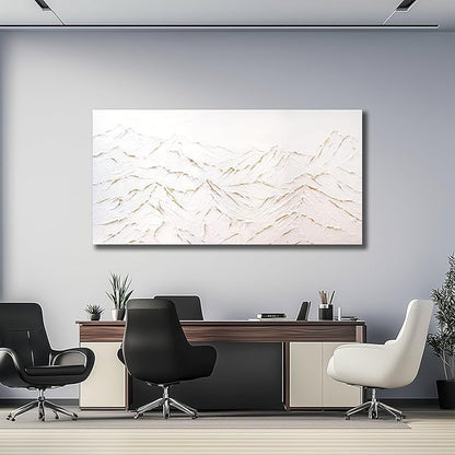Belmrxne Mountain Wall Art White Wall Decor Minimalist Canvas Painting Abstract Nature Artwork for Living Room Bedroom Dining Room Office Home Decor 20x40 Inch