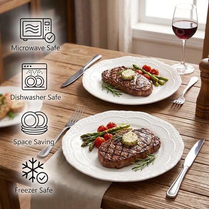 10 Inch Porcelain Dinner Plates Set of 6, Dishwasher safe, Microwave safe - Image 5