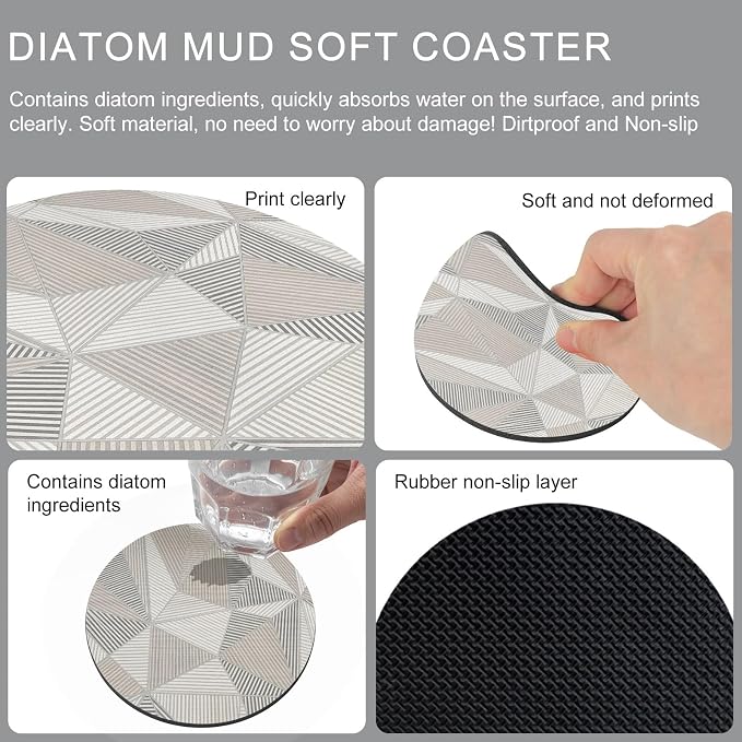 Geometric Minimalist Coasters Set of 2, Absorbent Coasters - Image 9