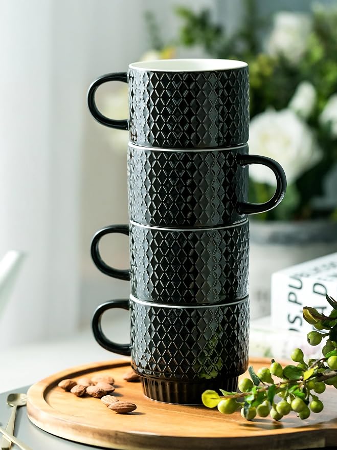 LYEOBOH Stackable Coffee Mugs Set of 4 - Image 8