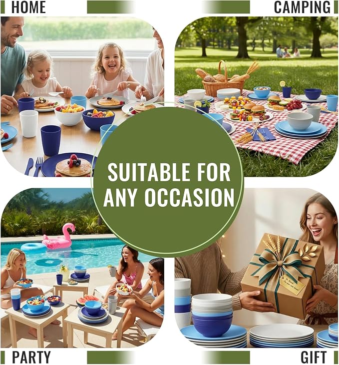 Dinnerware Set 40 PCS Wheat Straw Dishes Set - Image 8