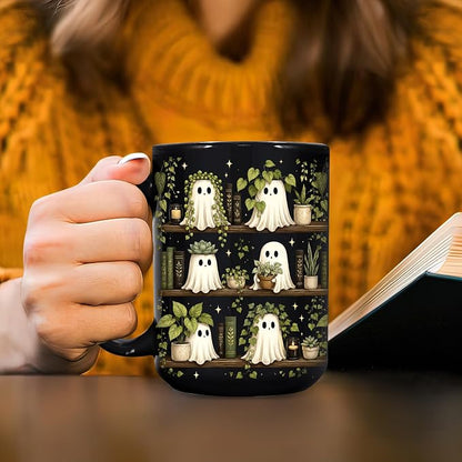 Hyturtle Cute Ghost Plant Mug 15 Oz And Keychain Book Lover Gifts | Book Gifts - Image 2