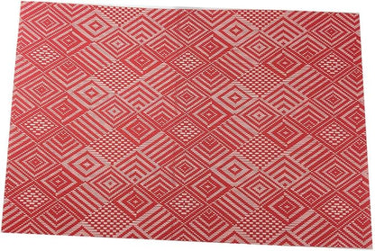 Gugrida Luxury Placemats Set of 6, Heat-Resistant, Stain Resistant PVC Table Mats (Red Argyle)