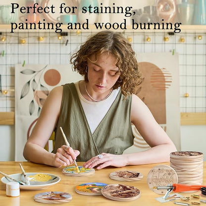 60 PCS Unfinished Wood Coasters, Solid Wooden Blanks - Image 8