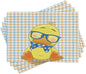 Ambesonne Cartoon Place Mats Set of 4, Hipster Boho Duck Dotted Bow Cool Free Smart Geese Design, Washable Fabric Placemats for Dining Table, Standard Size, Orange Yellow