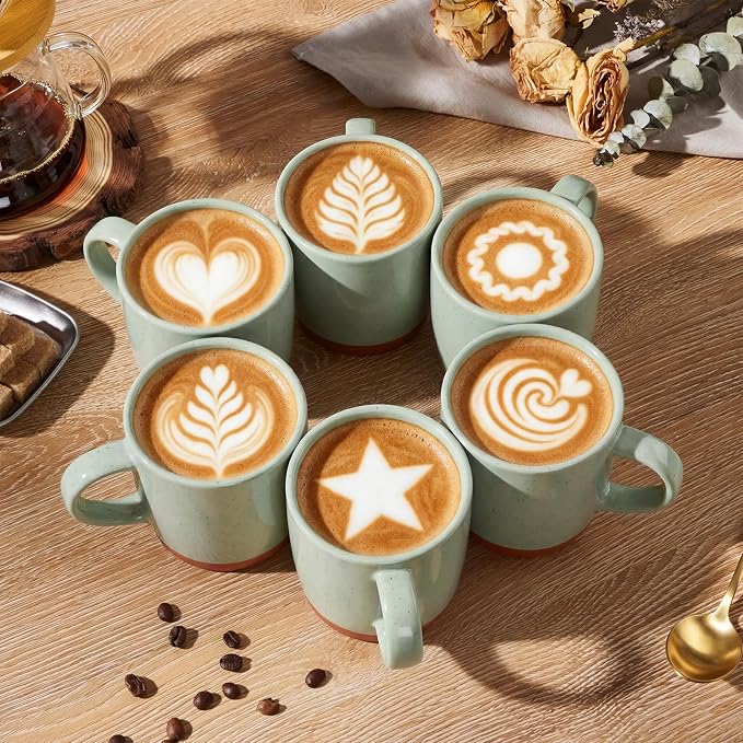 E-far Ceramic Coffee Mug Set of 6, 12oz Stoneware Coffee Cup - Image 4