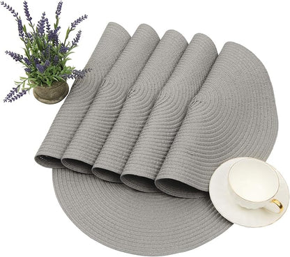 SHACOS Round Braided Placemats Set of 8 Washable Fabric Heat Resistant 15 inch - Image 6