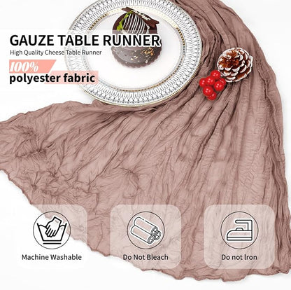 12 Pcs Dusty Pink Cheesecloth Table Runner 10Ft, Gauze Table Runners 21.5 x 120 - Image 6
