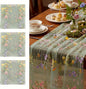 Sage Green Floral Table Runner 10ft Embroidery Tulle Spring Wildflower Table by Windkream