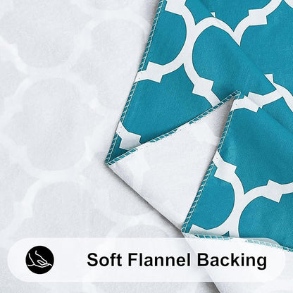 Smiry Rectangle Table Cloth Cover, Waterproof Vinyl Tablecloth with Flannel Backing for Rectangle Tables, Wipeable Spillproof Plastic Tablecloths for Dining, Camping and Indoor (60"x84", Teal)