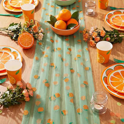 4 Pcs Orange Citrus Table Runners 29 x 70 Inch Glitter Fruit Orange Tangerine - Image 2