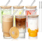 16oz Glass Cups with Lids & Straws by Elitrivox