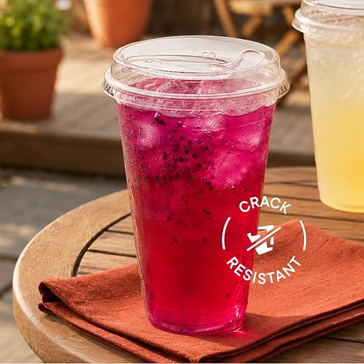 24 oz Clear Plastic Cups with Strawless Sip Lids - Image 6